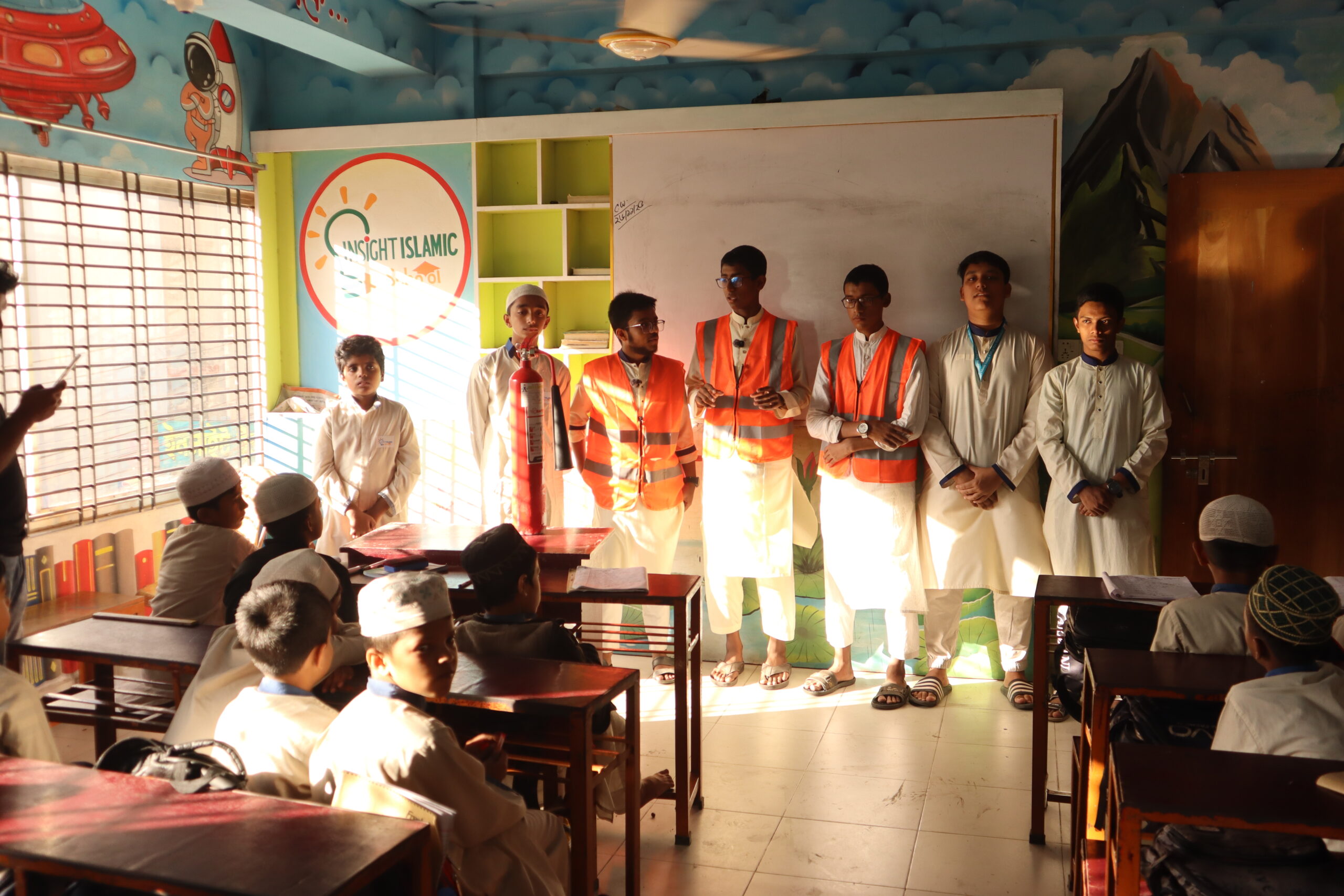 Students participating in a creative project